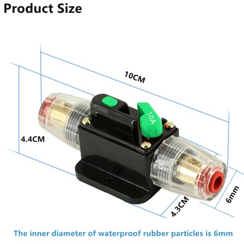 Circuit Breaker With Manual Reset,Dc12V-24V Car Audio Inline Circuit Breaker,Audio Circuit Breaker,Auto Car Stereo Inline Fuse Holders Inverter For Car Audio Solar Inverter System Protection (10A) #TOP2
