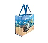 BRISA VW Collection - Volkswagen Combi Bus T1 Camper Van Sac à provisions pliable en matériel Non Woven, Tote Bag, Sachet à main, Sacoche de plage, Cabas, Shopper bag (Beach Life/Bleu)