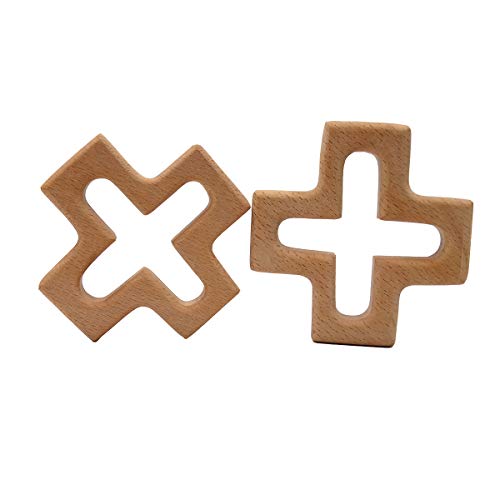 Image of 10pcs Natural Wooden Cross Children's Toy Pendant Pure Natural Beech Wood Animal Shape Toys for Handmade Home Decoration Crafts (10 pcs)