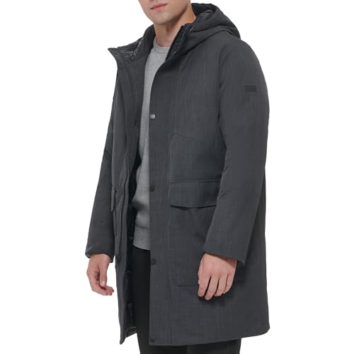 Image of DKNY Men's Water Resistant Hooded Logo Parka Jacket