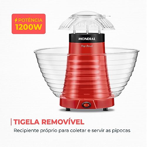Pipoqueira Pop Bowl, Mondial, Vermelho, 1200W, 110V - PP-05 glide
