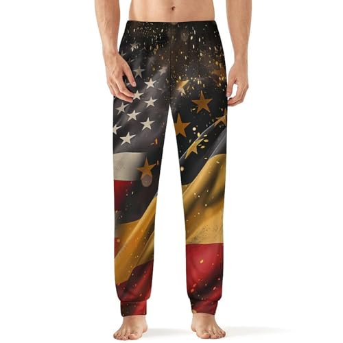 A-mericans And German Flags Pajama Pants Men Pj Bottoms Sleepwear Lounge Pant