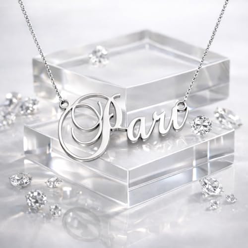 Image of Pari Cursive Gold & Silver Name Pendant Necklace, Best Jewelry Gift for Girls.