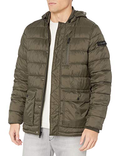 Kenneth Cole New York Men's Hooded Down Alternative Jacket, Shadow Olive, XX-Large
