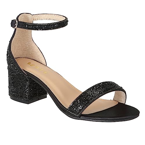 J's.o.l.e Women's Fashion Ankle Strap Rhinestone Block Heeled Sandals Party Evening Prom Bridal Shoes2