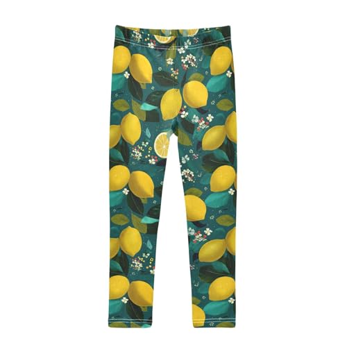 Girls Leggings Lemons Flower Leaves Soft Toddler Leggings for Girls Kids Pants Size 4T-10T