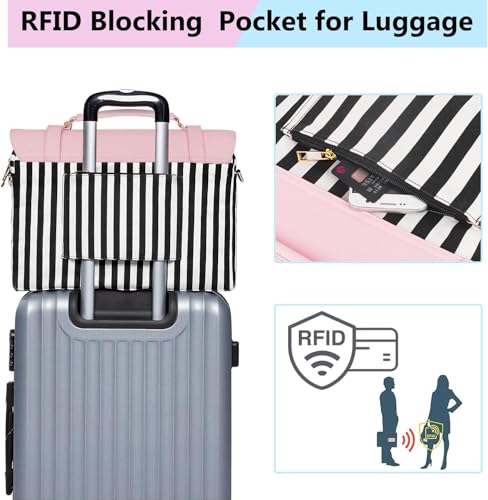 MATEIN Laptop Bag for Women, 15.6 inch Slim Computer Briefcase Sleeve Case, Lightweight Cute Girly Messenger Shoulder Carrying Work Tote Bag with Rfid Pocket, Sister Gifts for School Girl Office, Pink4