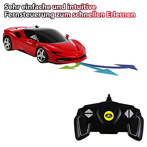 RC ferngesteuertes Modell-Auto im Original Lizenz-Design, kompatibel für Ferrari SF90 Stradale Edition, Fahrzeug Maßstab 1:24, Rennauto, Sportwagen, Car inkl. 2.4 GHz Fernsteuerung, Ready-To-Drive