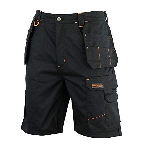 Bolsillos Gris para Hombre Pantalones Cortos de Carga Red Hawk Pro Trabajo y Multi Negro como Dickies Cover