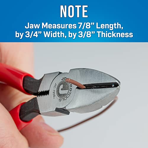 Jonard Jic-7858 Telecom Tapered Nose Diagonal Cutting Plier With Red Plastic Handle, 6-1/2" Length #TOP5