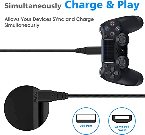 Ps4 Controller Charger Cable,Playstaion 4 Charging Cord 10Ft 2Pack For Sony Playstaion 4,Ps4 Slim/Pro,Dualshock 4,Xbox One/One X,Micro Usb High Speed Data Sync Power Wire,Nylon Braided Extra Long #TOP1