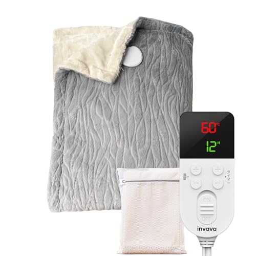 invava® 【睡眠専門家監修】電気毛布 敷き 敷き毛布 セミダブル/ダブル 190x130cm 【25~60℃までフリー温度調節機能 1～12時間タイマー 即暖】 掛け敷き兼用 ぬいぐるみ生地 リバーシブル 洗える 電気毛布ひざ掛け かけしき 電気ブランケット 両面使え 切り忘れ防止タイマー 過熱防止 省エネ 寒さ対策 洗濯ネット付き グレー・ホワイト