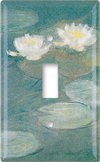 Art Plates - Single Gang Toggle Decorative Metal Wall Plate - Monet: Water Lilies (Close-Up) - (Made in USA)