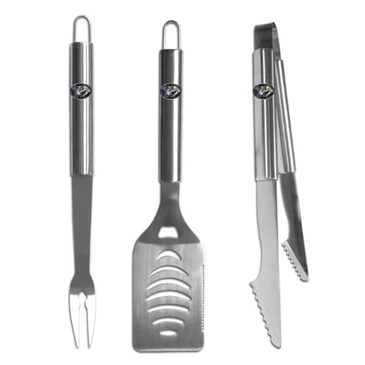 NHL Nashville Predators Stainless Steel 3 Piece BBQ Tool Set