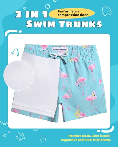 Image of maamgic Boys Swim Trunks with Compression Liner Toddler Stretch Swim Shorts