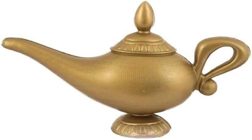 Magic Genie Oil Lamp Gold Plastic Aladdin Prop Fancy Dress Panto Film Character Costume