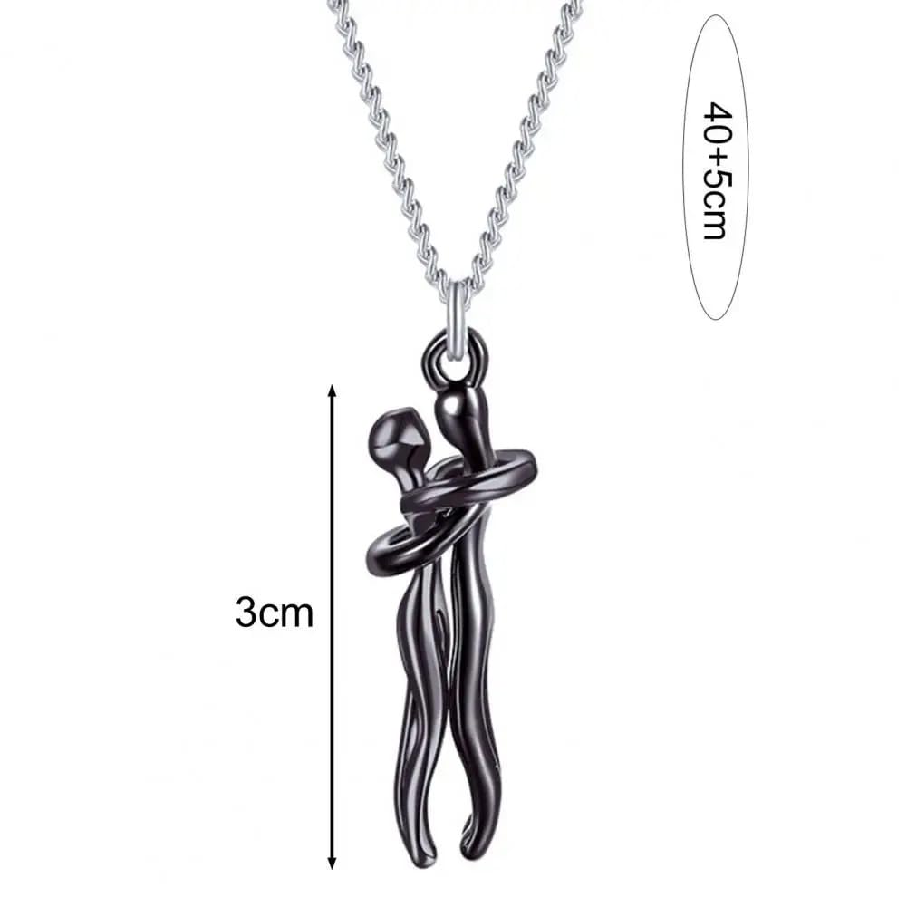 Collana con abbraccio in argento sterling 925 per donne e uomini, collana con coppia di abbracci Abbraccio classico Collana con ciondolo per coppia di piccole persone Collana con abbraccio, abbracci e