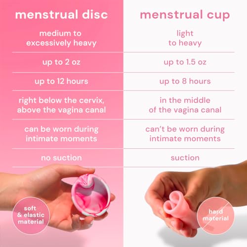 Image of Bodyotics Reusable Menstrual Disc - 2 Pack (S & L), Pink & Beige | Leak-Proof Alternative to Cups, Tampons & Pads for Light or Heavy Flow; Body-Safe Silicone with 12 Hour Wear