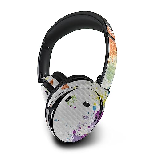 Image of MightySkins Carbon Fiber Skin Compatible with Bose QuietComfort 45 Headphones Splash of Color | Protective, Durable Textured Carbon Fiber Finish | Easy to Apply