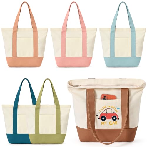 TAOZIM Mini Canvas Tote Bag with Pockets, 12oz Small Tote Bag with Zipper by TAOZIM - Used condition - US$22.15