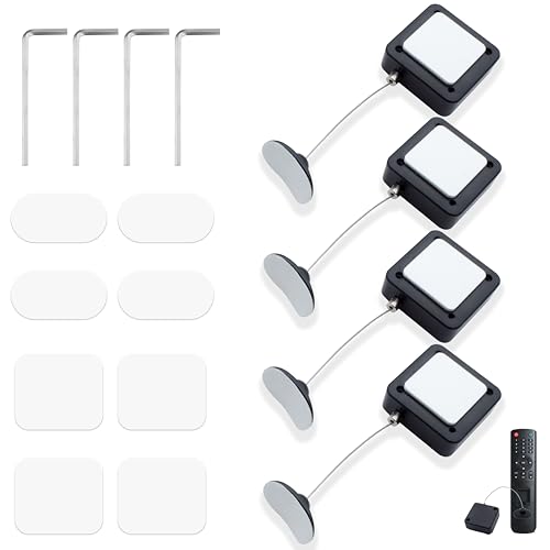 4 Pack Retractable Remote Control Tether Locks, 6.5 Ft Remote