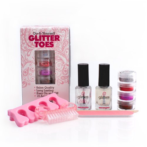 Glamour Glitter Toes Kit: Includes 4 Colors - DIY Nails the Way You Want - Comes With All the Supplies, Tools, and Accessories Needed - Guaranteed Salon Quality