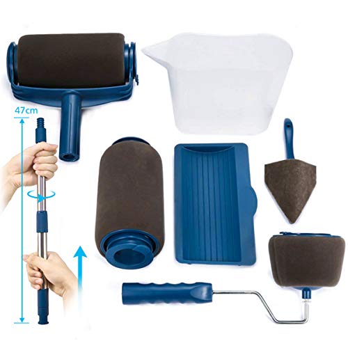 Paint Roller Brush Kit ARTISTORE Paint Runner Pro Brush with 2 Paint Runner Pro(1 replacement), Telescopic Poles, Handle Flocked Edger Room Wall Printing for Home Office(7 Pcs)