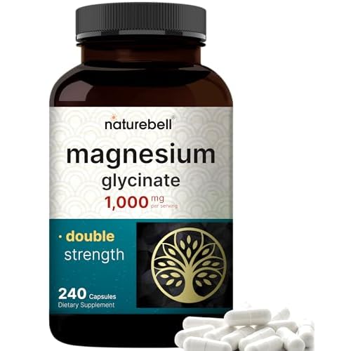 NatureBell Magnesium Glycinate 1,000mg, 240 Capsules | 500mg per Capsule | 100% Chelated & Purified | Sleep, Muscle & Nerve Support | Non-GMO, Gluten-Free