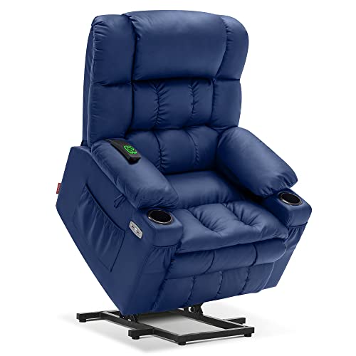 Mcombo Dual Motor Power Lift Recliner Chair With Massage And Heat For Elderly People, Infinite Position, Usb Ports, Cup Holders, Extended Footrest, Faux Leather 7890 (Blue, Medium) #TOP13