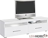  Moebelaktionsshop24 TV-LOWBOARD Wohnzimmer WOHNWAND ANBAUWAND WEIß Hochglanz NEU 522973