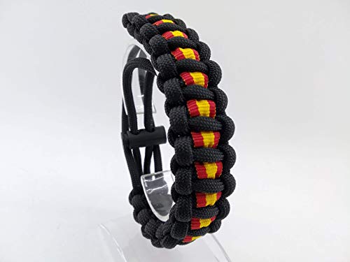 Pulsera de ESPAÑA AJUSTABLE, talla 13 a 22, nuevo modelo 2020, de paracord , NEGRO