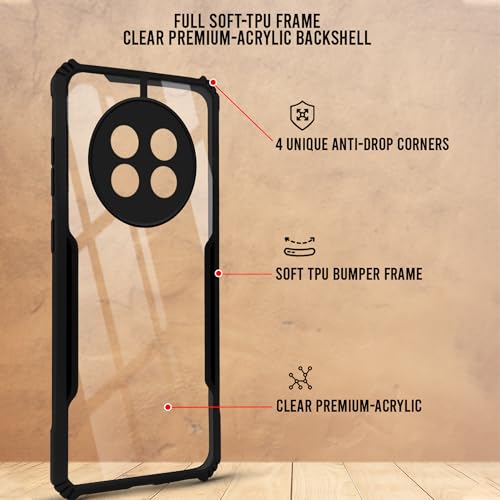 Image of Jkobi Back Cover Case for Realme 13 Plus (Shockproof with Polycarbonate Clear Panel | Professional Black)