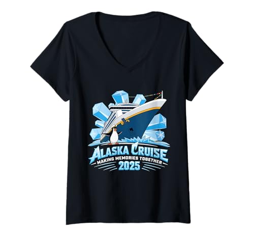 Mujer Alaska Cruise 2025 Matching Family Friends Group Alaskan Camiseta Cuello V