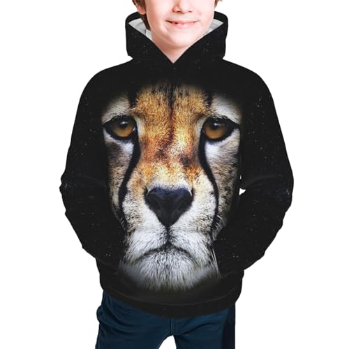 Cheetah Boy, Girls Sports Shirt Youth Pullover Fashion Hooded Sweatshirt