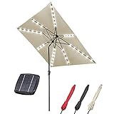 Yescom 10x10 Ft LED Lighted Patio Umbrella Solar Power 8-Rib Crank Tilt for Outdoor Home Yard Garden, USB Port, PA Coat