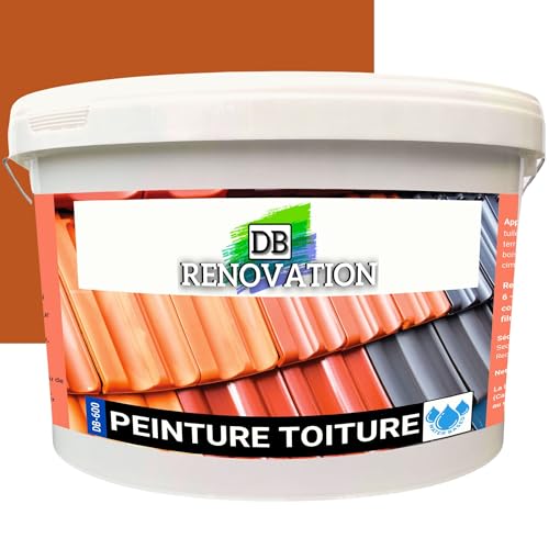DB Rénovation Peinture Toit Rénovation tuile - Haute imperméabilité toiture 12KG (jusqu'à 120m²) Hydrofuge, Forte protection UV - Terre cuite