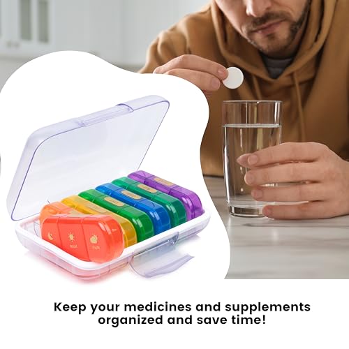 Image of Premium weekly pill organizer 3 times a day, Medicine organizer box| Medicine box, portable travel pill box weekly with large compartments moisture-proof pill case for vitamin, Medicine, pills, supplements