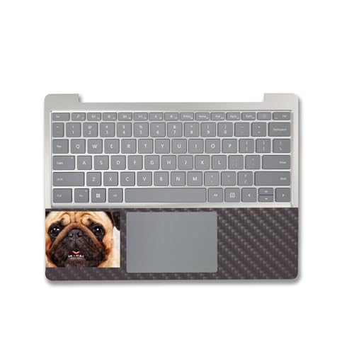 Image of MightySkins Carbon Fiber Skin Compatible with Microsoft Surface Laptop Go 3 (2023) Full Wrap Kit - Pug | Protective, Durable Textured Carbon Fiber Finish | Made in The USA