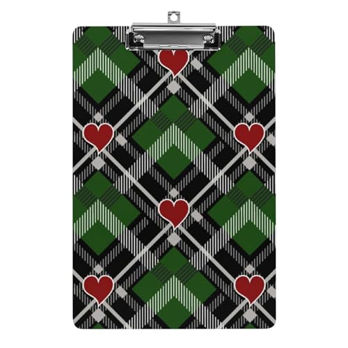 Planchette à pince porte bloc A4 vert Amour Plaid pour salle de classe
