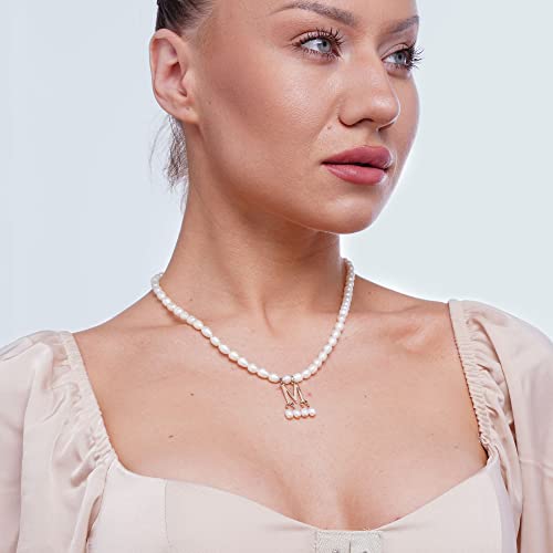 JSJOY Initial Necklace for Women Gifts for Mom from Daughter 925 Sterling Silver Pearl Chokers Necklace Letter M Necklace for Girls Anniversary Necklace Gifts for Graduation for Her - Image 6