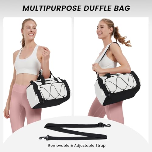 Image of Vorspack Gym Bag for Women - 15 Inches Small Duffle Bag for Travel Lightweight Duffel Bag Personal Item Travel Bag Weekender Bag for Travel Sports Gym - Beige