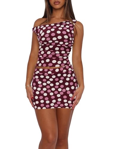 Image of Skirt Sets Women 2 Piece Outfits - Sexy Two Pc Off The Shoulder Tank Crop Top Bodycon Mini Skirts Suits Dresses