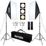 RAYZEN 三色LED ソフトボックス 照明キット 照明 撮影 3000K～6000K 白色光・自然光・暖色光モード リモコン付き 50×70cm 撮影用照明セット 2m三脚スタンド付属 スタジオ照明・ソフトボックス・定常光｜収納バッグ付き ポートレート撮影・スタジオ撮影・広告撮影・インタビュー撮影に最適 [PSE取得済み]