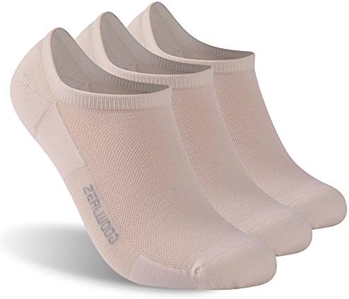 ZEAL WOOD No Show Running Socks,Tennis Golf Socks Summer Hiking Socks Low Cut Mens Ankle Wool Socks For Women Athltic Merino Wool No Show Flat Boat Liner Non Slip Casual Short Socks 3 Pairs Cream M
