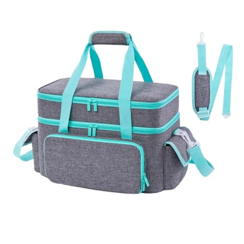 NEIQIUWING Bolsa de almacenamiento de costura de doble capa con 2 bolsillos extraíbles y correa para el hombro