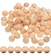 Unfinished Wooden Round Balls 100PCS 12mm Christmas Gnome Loose Wooden Beads Decorative Wood Spheres