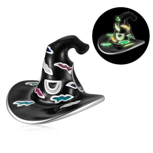 Glow-in-the-dark Halloween witch hat Charm 925 Sterling Silver Charms Fit Women Bracelet And Necklaces Bead Charm Pendant Jewelry Gifts For Family Friends3