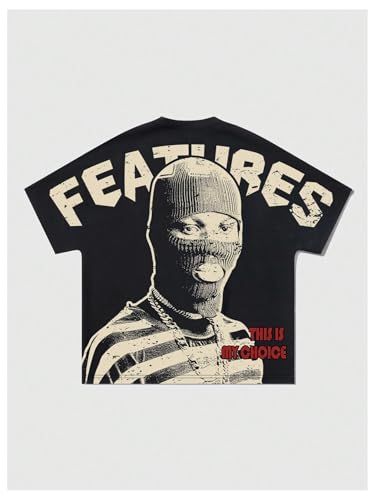 GORGLITTER Men's Oversized Graphic Tee Vintage 90s Hip Hop Short Sleeve T Shirt Casual Crewneck Streetwear Top2