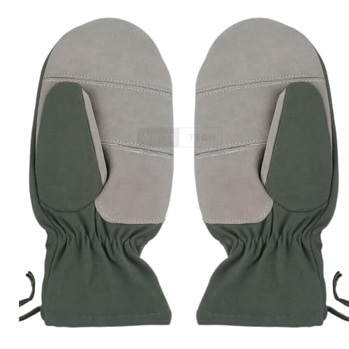 Image of White Tech Rappelling Mitten Gloves (1Pair) Slithering Mittens Gloves Heavy-Duty Leather Anti-Slip Lightweight Perfect for Zip line Climbing Activities & Military Training