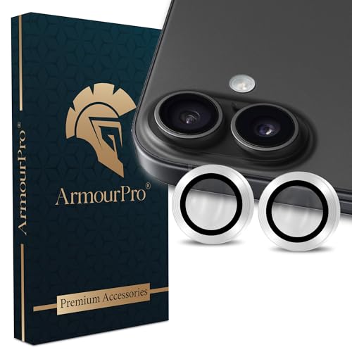 Image of ArmourPro Premium Camera Lens Protector Tempered Glass Compatible For iPhone 17 Tough HD Individual Aluminum Alloy Rings 9H Camera Cover, Scratch-Resistant,Camera Lens Protection| Silver